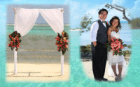 結婚式は、綺麗なカリブ海で、街中が祝福